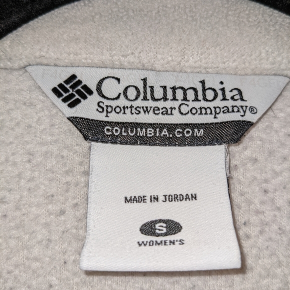 Free Gift! 🌹 COLUMBIA Jacket Womens Full Zip Off White Fleece Jacket Size Small - Picture 4 of 10